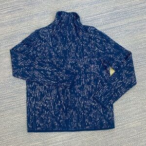 TSE Cashmere Blend Sweater Funnel Turtle Neck GORGEOUS Small Blue Teal Silver